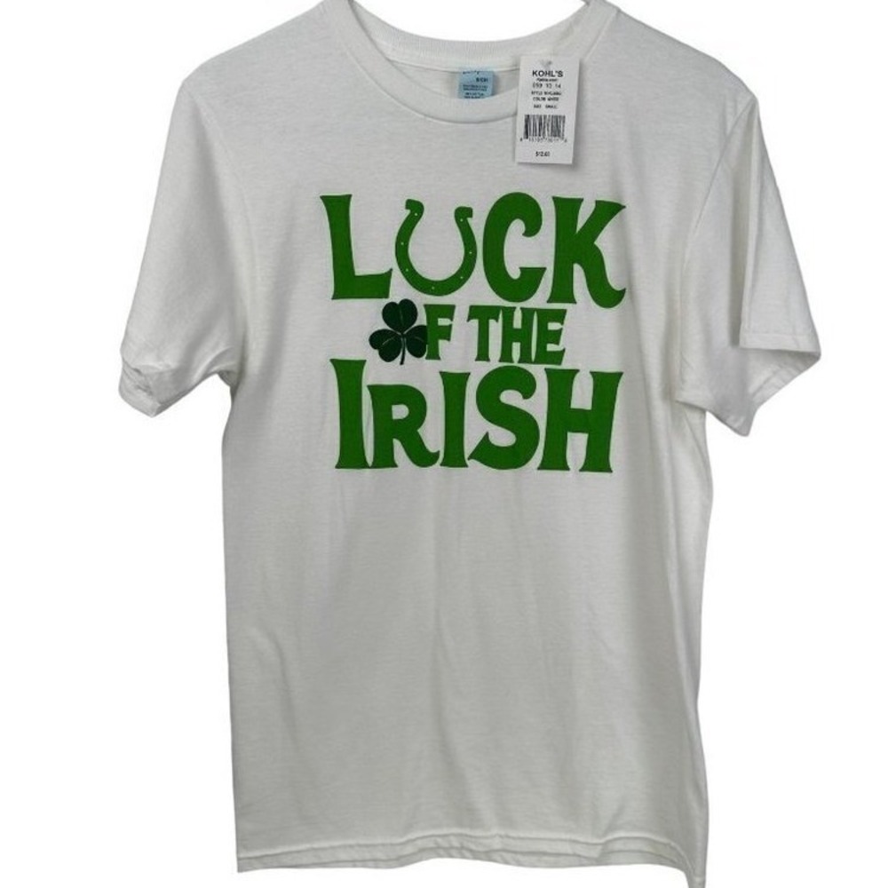 Kohls Luck of the Irish St Patricks Day Graphic Tee White Green M-KLS003 Small